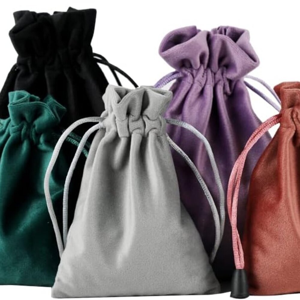 5pcs Small 5 Colors Mixed Gift Fabric Cloth Bag Package Drawstring Pouch Anti Ta